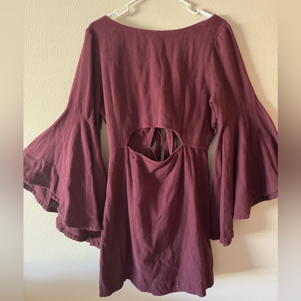 Free People Burgundy Cut Out Wrap Dress size L